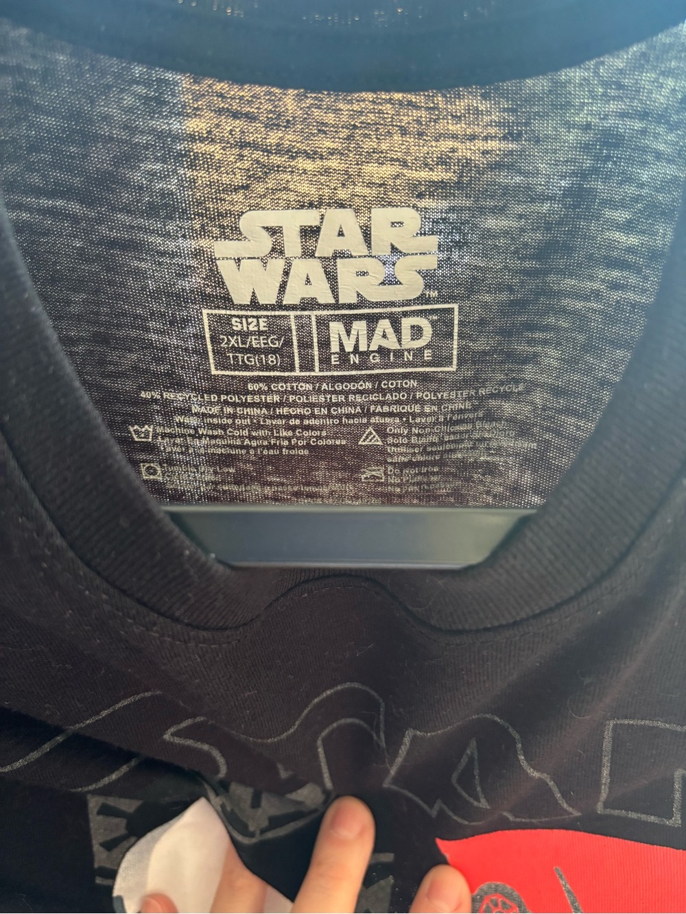 MAD Engine Black Star Wars Graphic Tee with Red Accent